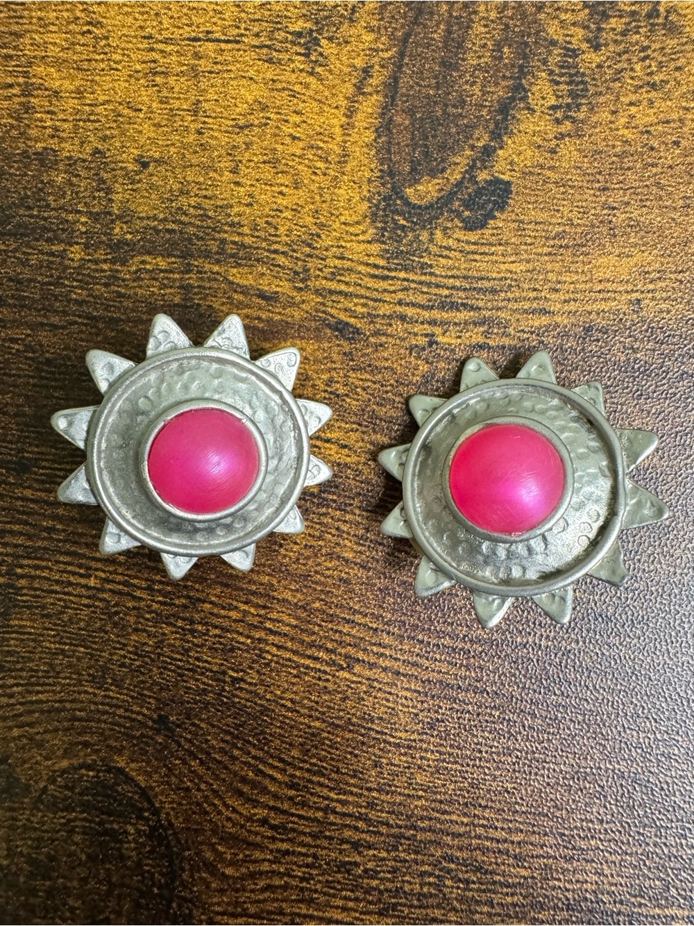 4/$20 Vintage Sunburst Earrings with Pink Centers